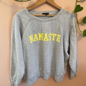 Gray Sweatshirt with Yellow 'Namaste' Print